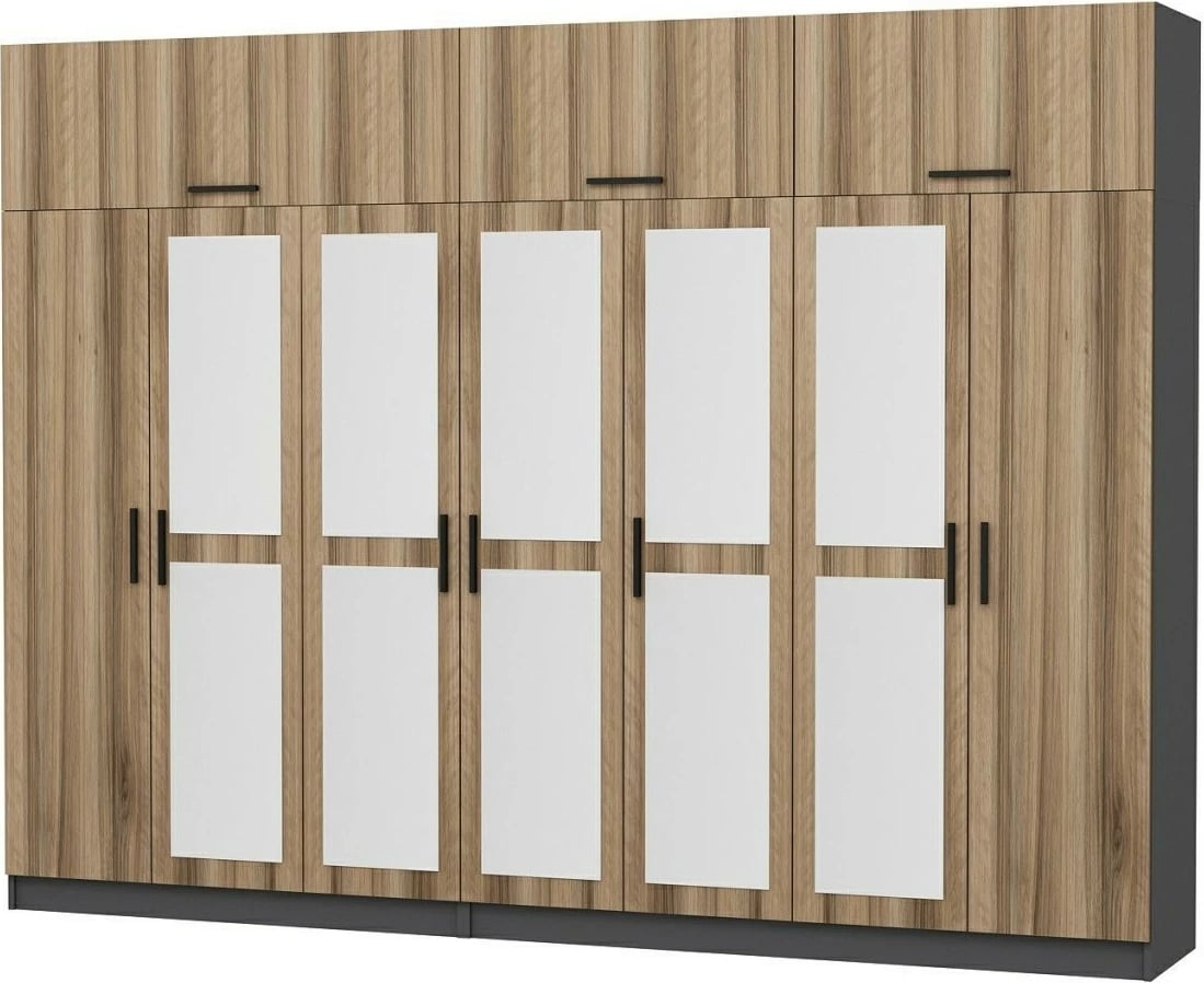 Dollap garderobe Skye Decor, ngjyrë arre dhe antracit, 315x235x52cm