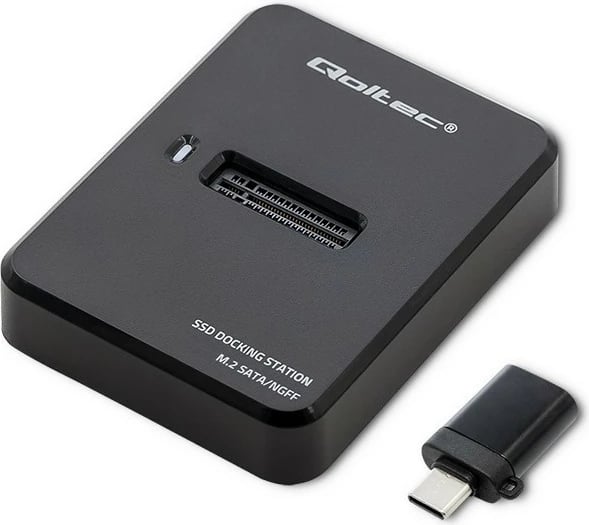 Stacion dokimi Qoltec 50314 për SSD M.2 SATA, USB 3.1, i zi