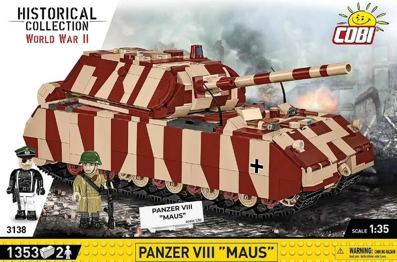 Set blloqesh Cobi Klocki Panzer VIII Maus, 1353 pjesë, 1:35, kafe/bezhë
