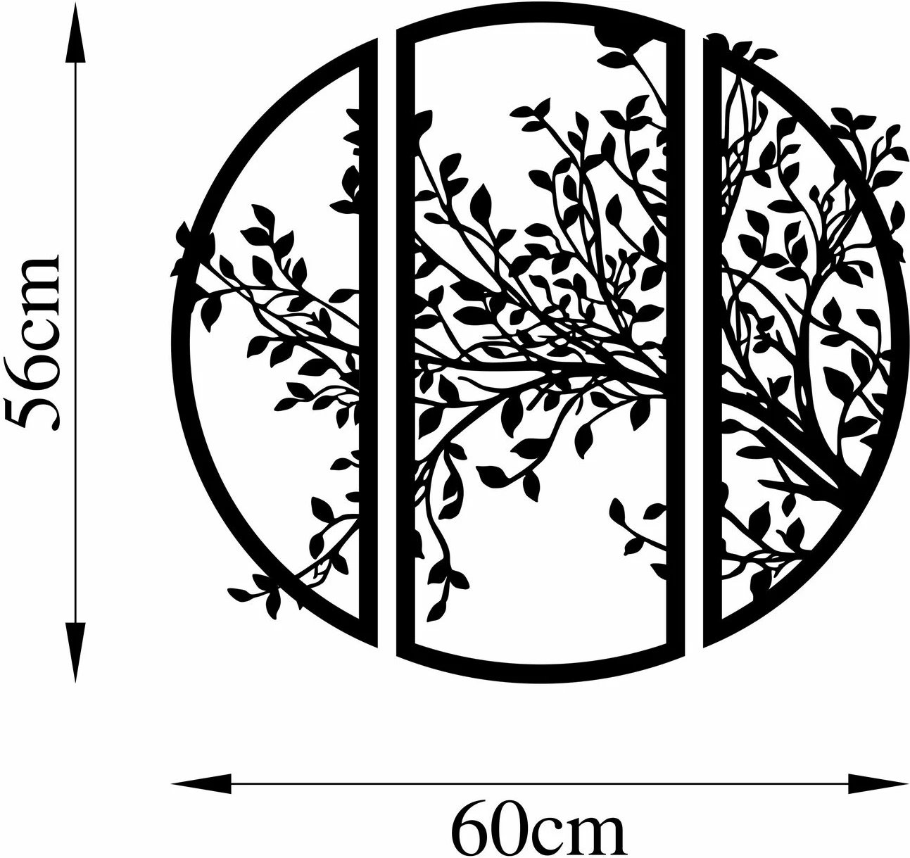 Aksesor dekorativ metalik për mur, lule, Wallity, 56x60cm, i zi