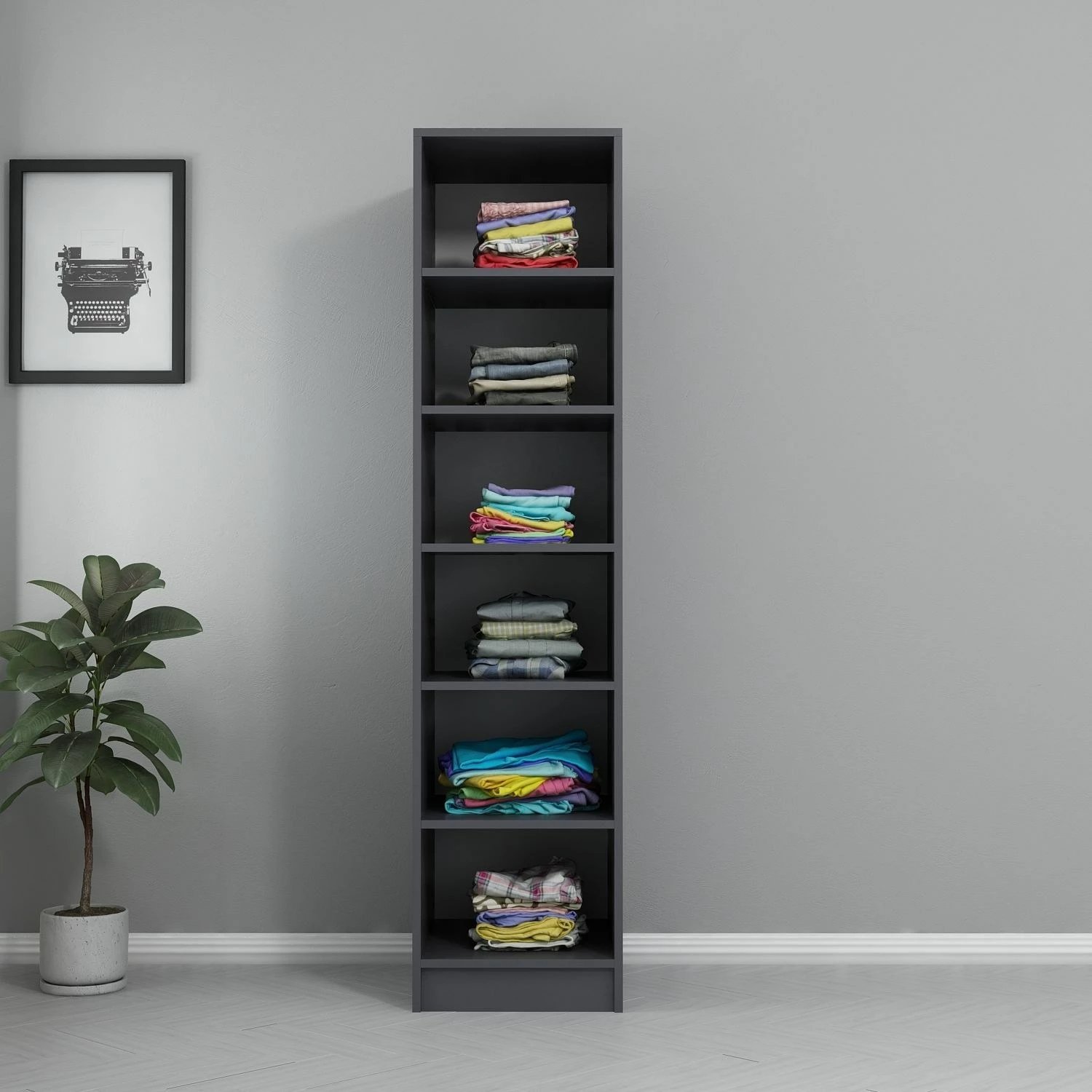 Dollap me rafte, ngjyrë antracit, Skye Decor, 190 cm