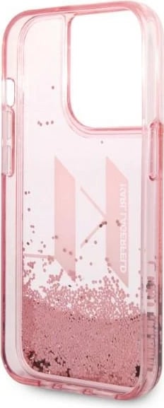 Mbështjellës Karl Lagerfeld Liquid Glitter Big KL për iPhone 14 Pro 6.1", Rozë