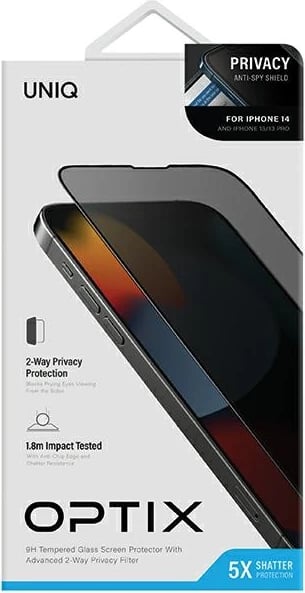 Mbështjellës xhami privatësie UNIQ Optix për iPhone 14/13/13 Pro me aplikator