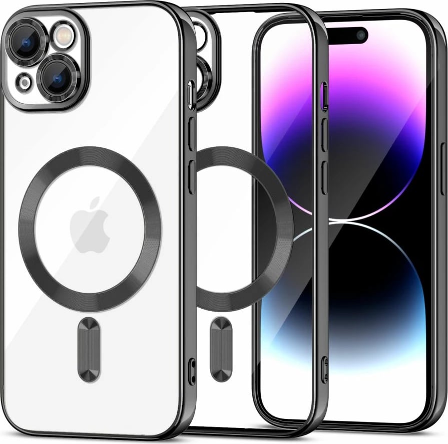 Mbështjellës Tech-Protect MagShine Line MagSafe për iPhone 15, i zi