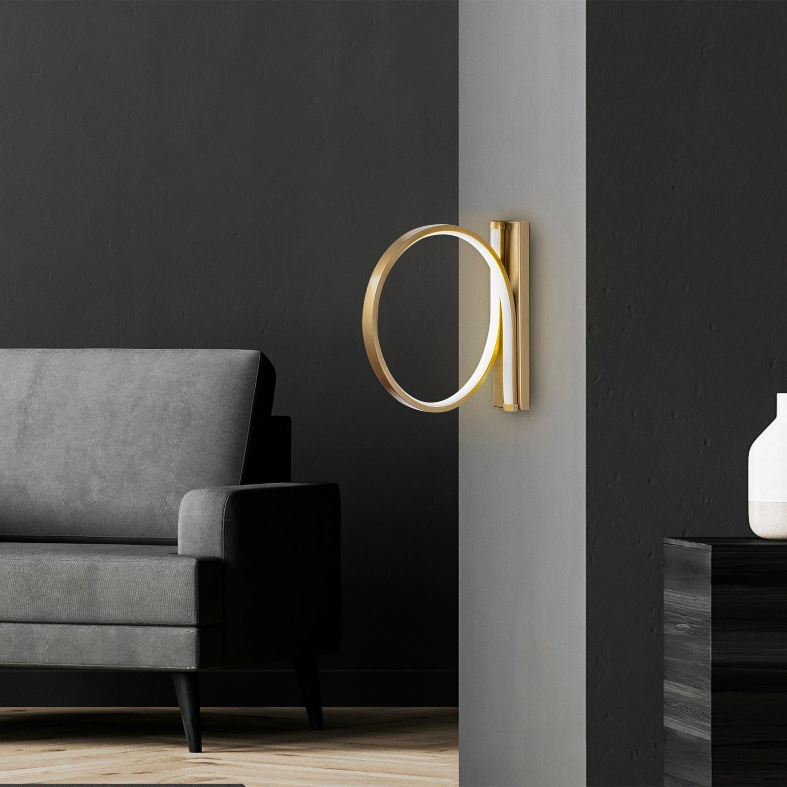 Llambë muri Opviq, Halka, ngjyrë ari, 30x50cm