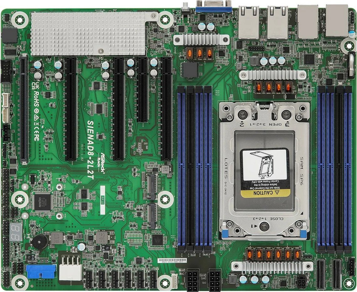 Pllakë amë ASRock SIENAD8-2L2T, ATX, Socket SP6, për server, DDR5, 4x 10Gb LAN
