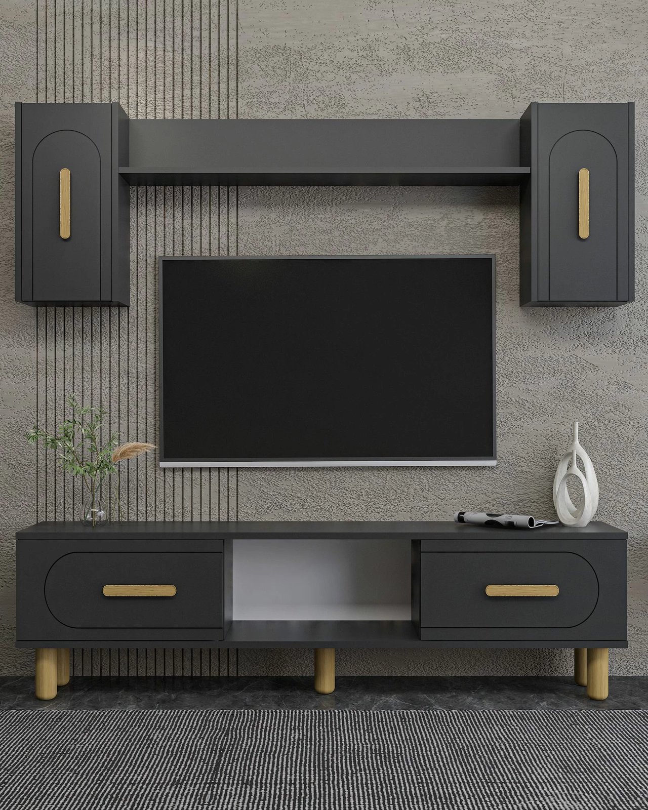 Set njësi TV Skye Decor, anthracite, sapphire oak