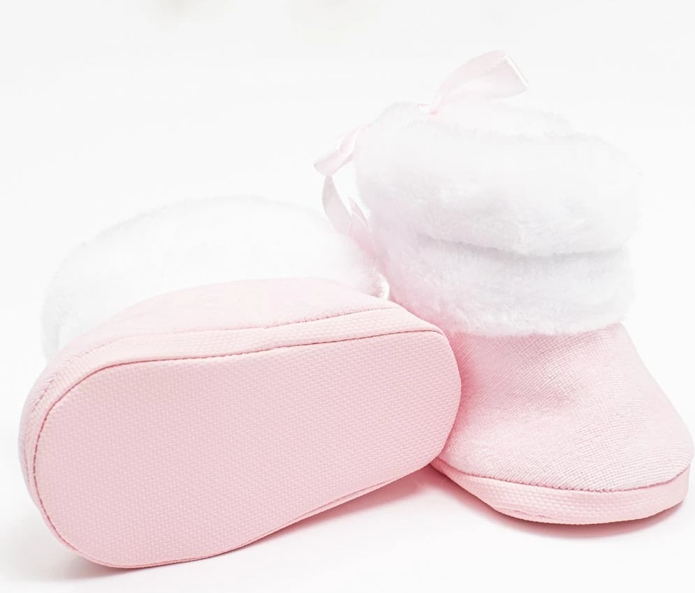 çizme dimri për bebe, New Baby, booties 0-3 muaj, gjatësi tabani 10 cm, shollë PVC pa BPA, rozë