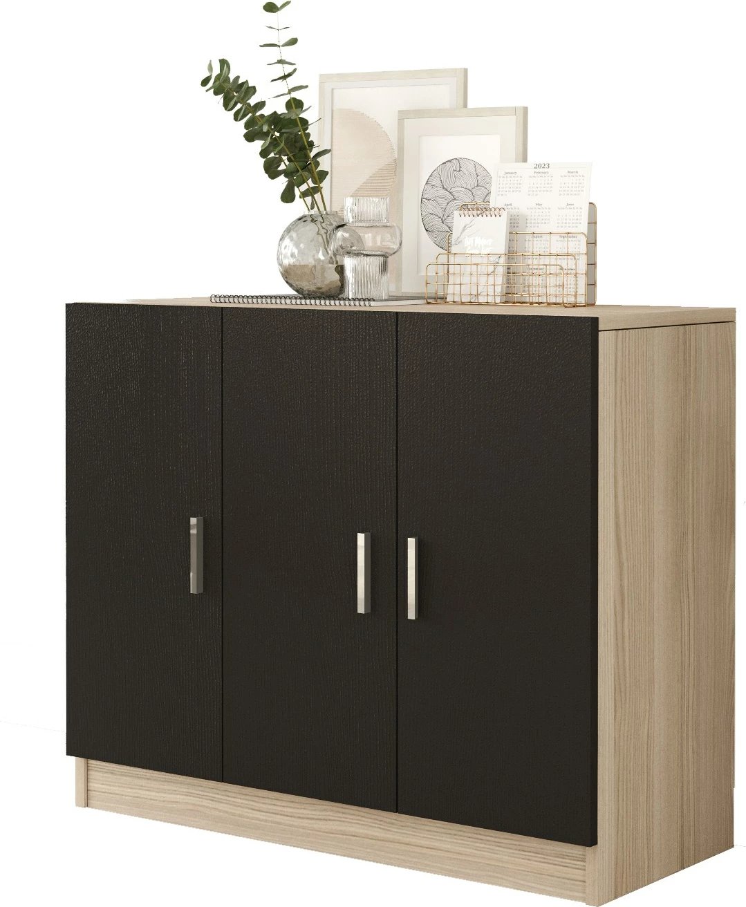 Dollap multifunksional Hanah Home, Vo5-Ob, ngjyrë lis dhe e zezë