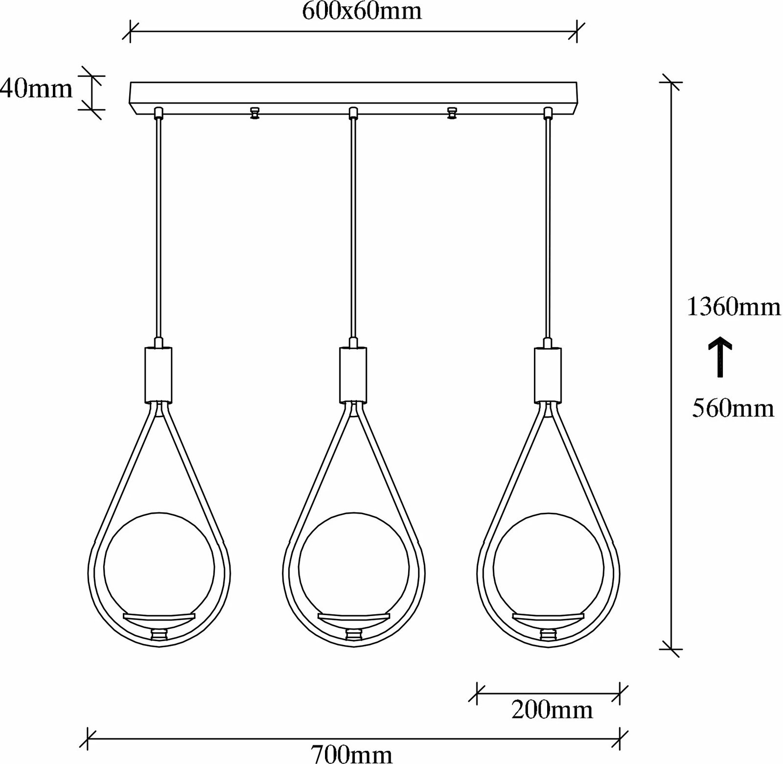 Llambë tavani Opviq, GMN-00009, trup hekuri, ngjyrë e zezë, lartësi e rregullueshme