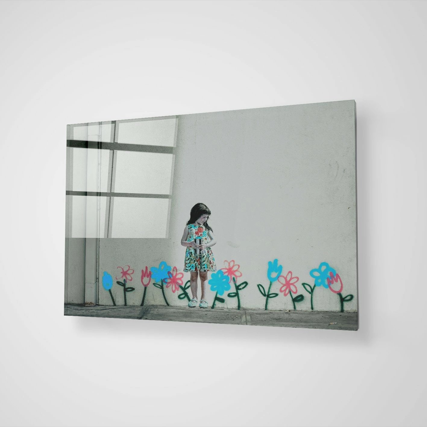 Pikturë dekorative xhami e temperuar, Banksy, shumëngjyrëshe, 50x70cm