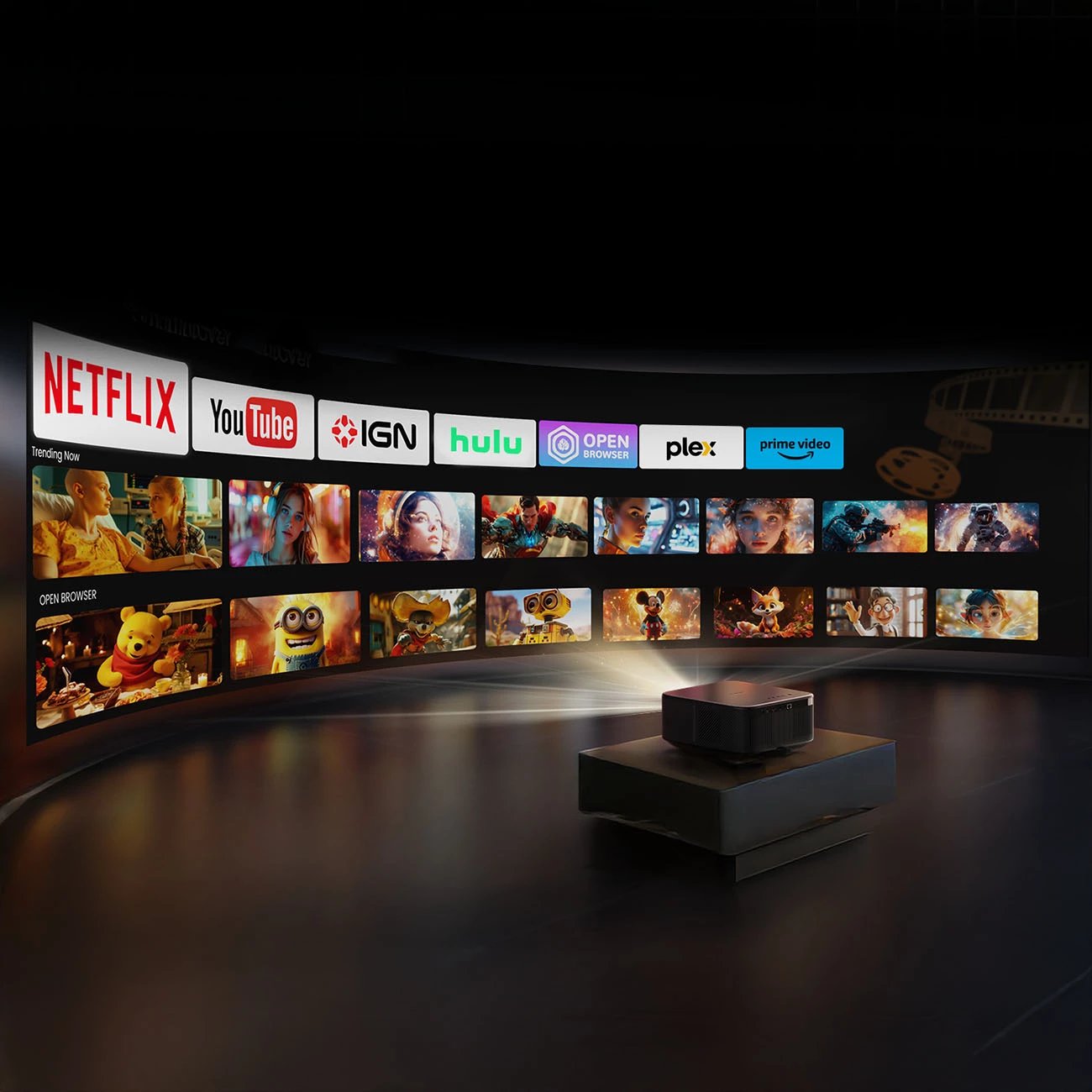 Projektor multimedial Yaber K3 Pro me JBL altoparlantë dhe subwoofer, FullHD 1080p, i zi