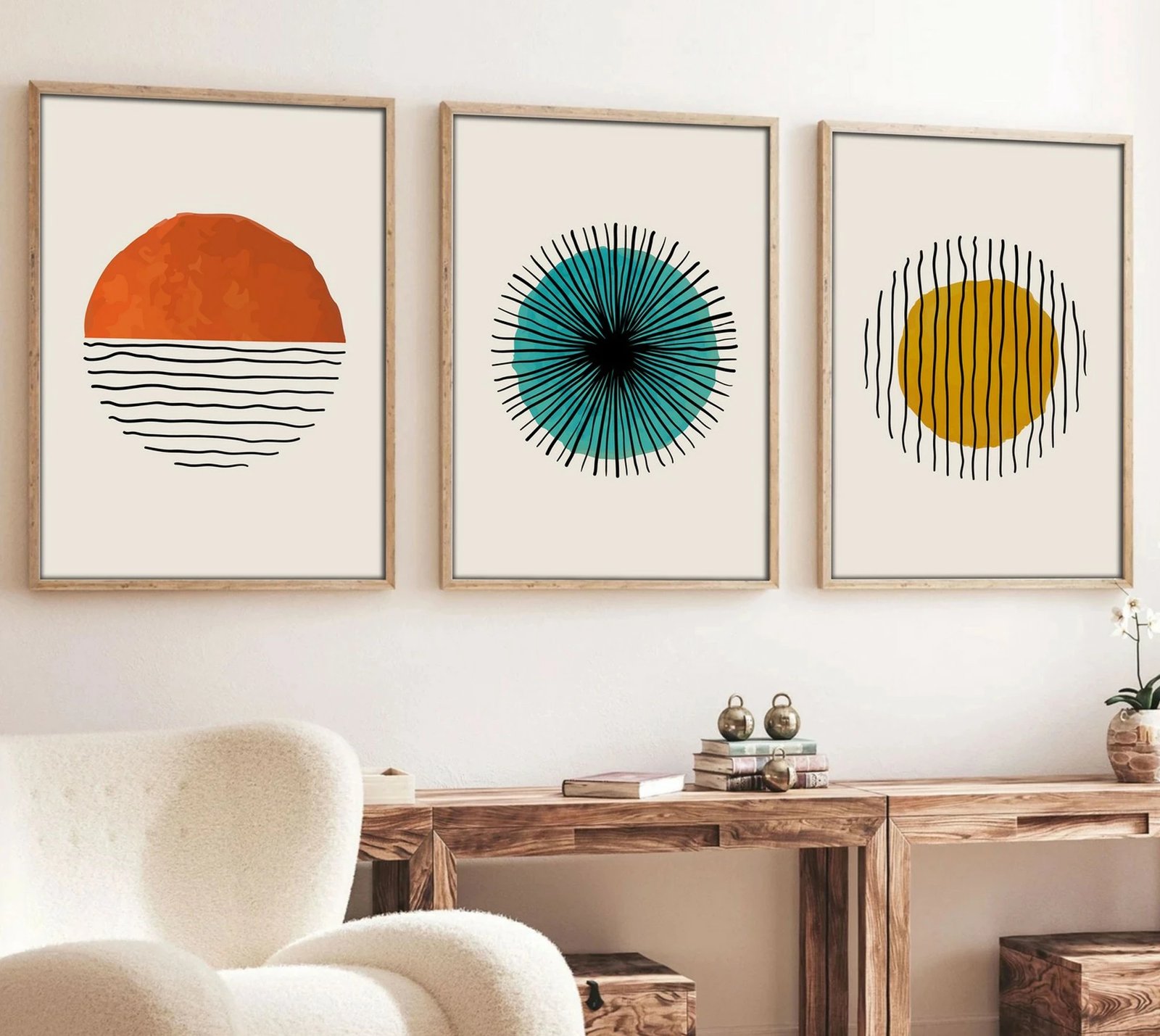 Pikturë dekorative me kornizë MDF (3 copa), Wallity, Huhu12, 70x50