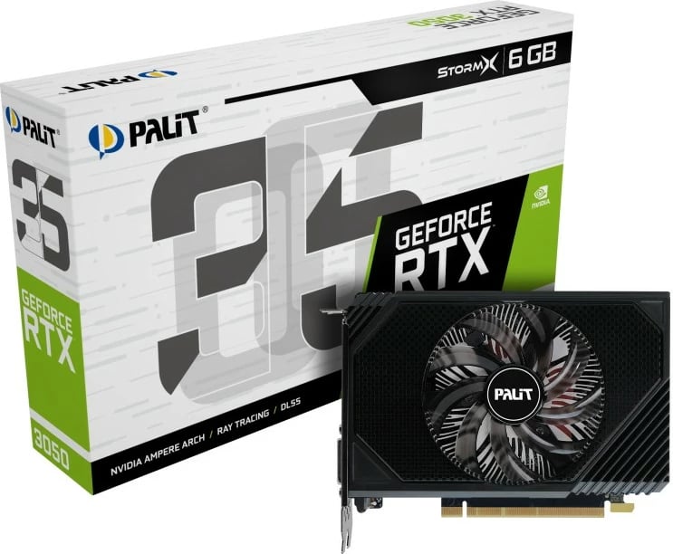 Kartelë grafike Palit GeForce RTX 3050 StormX, 6 GB, GDDR6, PCI Express 4.0, e zezë