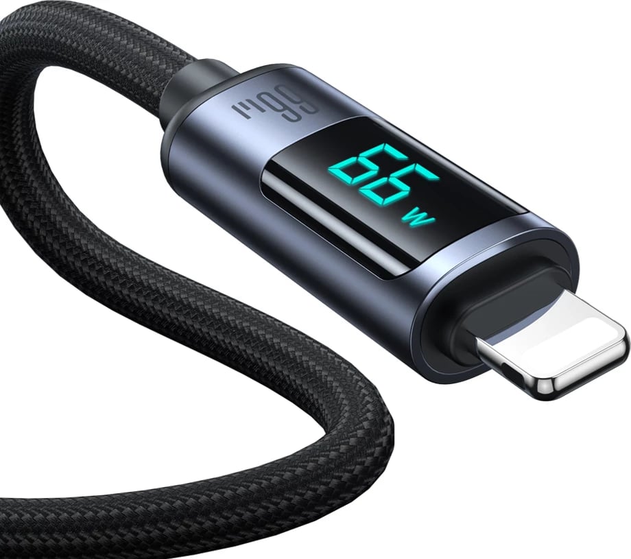 Kabllo Joyroom Prism Series A16, USB-C / USB-A, 1.2m, 66W, me ekran LED, e zezë