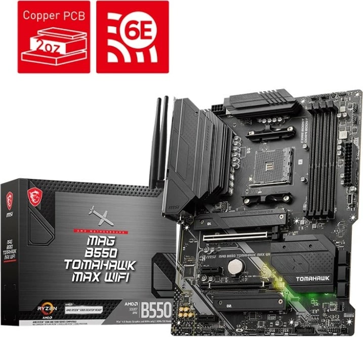 Pllakë amë MSI MAG B550 TOMAHAWK MAX WIFI, Socket AM4, ATX, DDR4, Wi-Fi 6E, e zezë