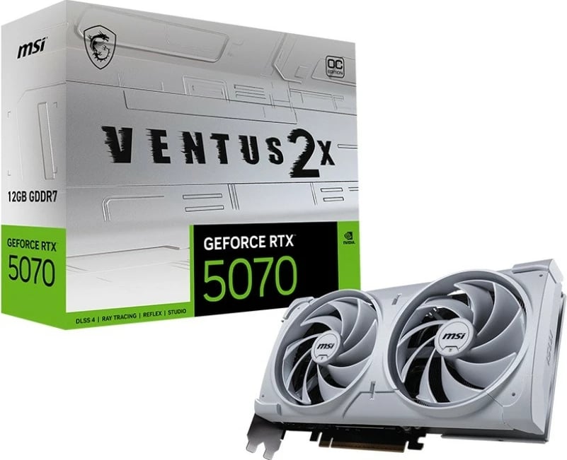 Kartë grafike MSI GeForce RTX 5070 VENTUS 2X OC, 12GB GDDR7, e bardhë