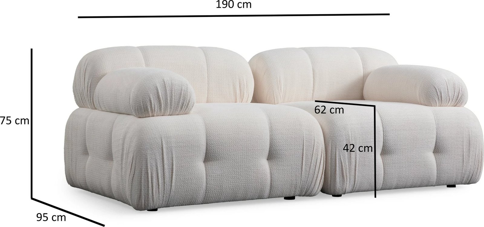 Divan dy-vendësh Atelier del Sofa Petite 2, i bardhë
