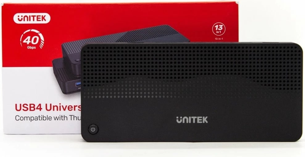 Stacion dokimi Unitek D1079A, 12 porte, HDMI 2.1, USB 4, PD 100W, e zezë