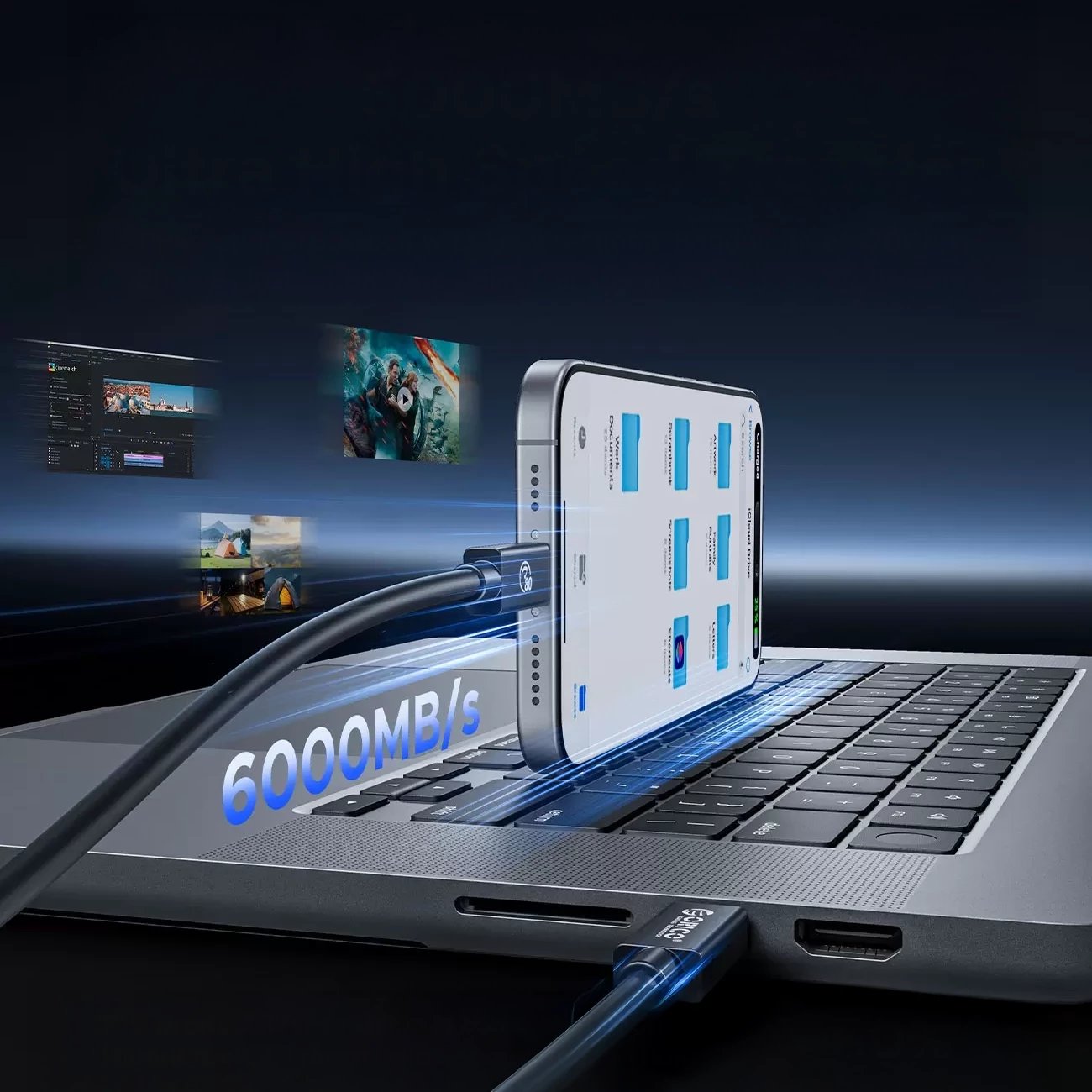 Kabllo USB‑C në USB‑C, Orico, TBZ5-15-BK, Thunderbolt 5/USB4 80 Gbps, PD 240 W, DP 2.1 8K, 1.5 m, e zezë