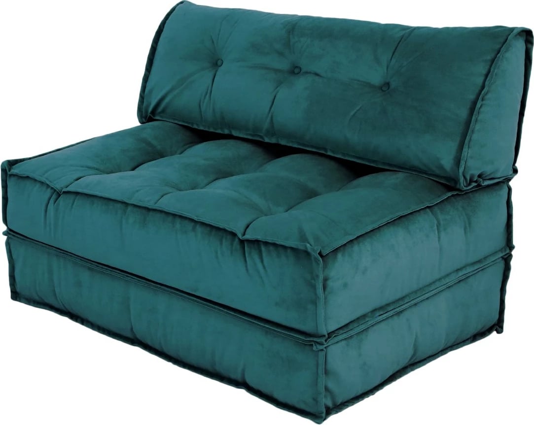 Divan-krevat 2 vende, Atelier del Sofa, kadife, ngjyrë jeshile petrol