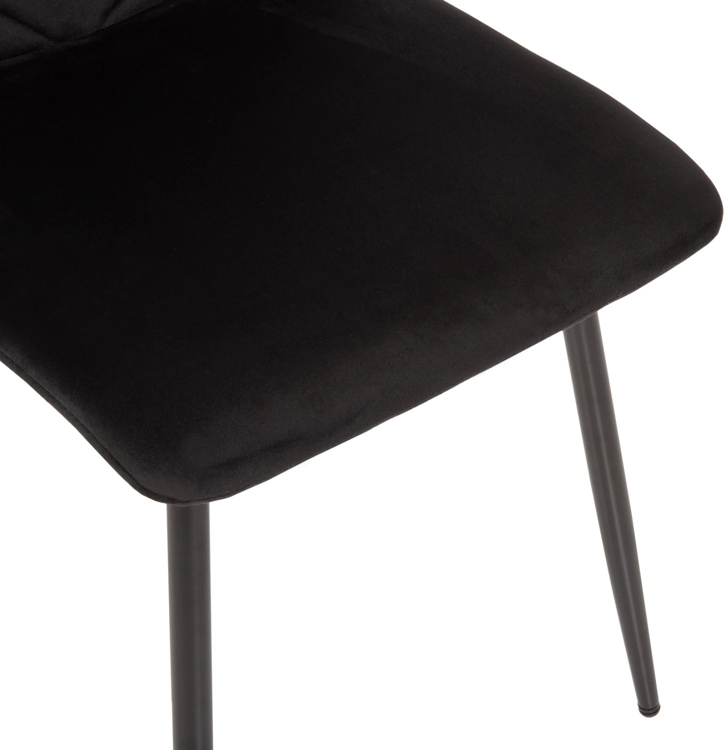 Karrige ngrënieje LATRELL, FH8587.04, kadife e zezë & këmbë metalike të zeza, 43x54x88H cm., set prej 4 copësh