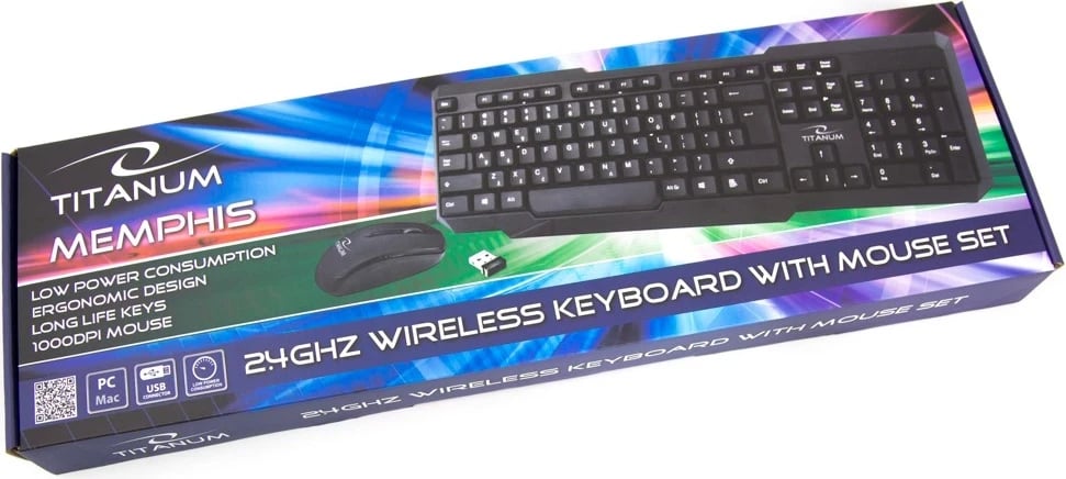 Set tastierë & maus Titanum TK108, 1000 DPI, i zi