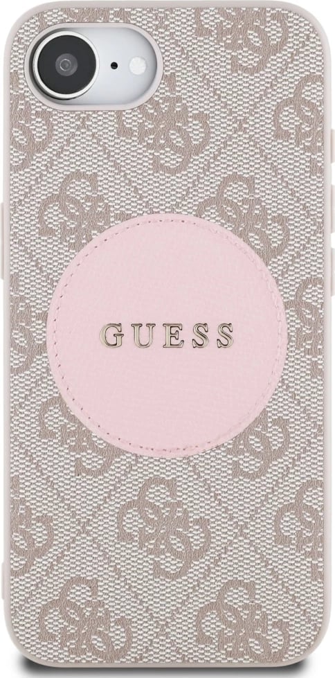 Mbështjellës Guess 4G Circle Classic Logo MagSafe për iPhone 16e, rozë
