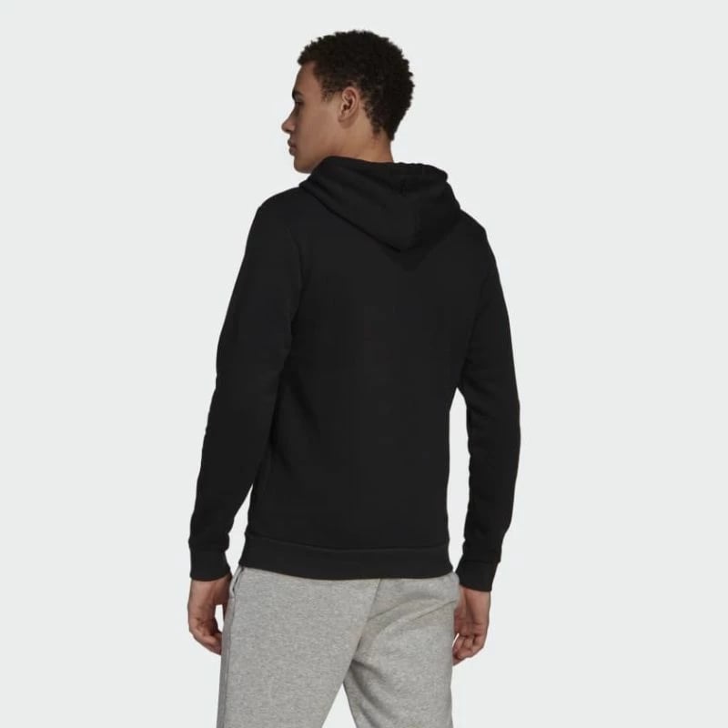 Duks me kapuç adidas për meshkuj, i zi me logo të bardhë