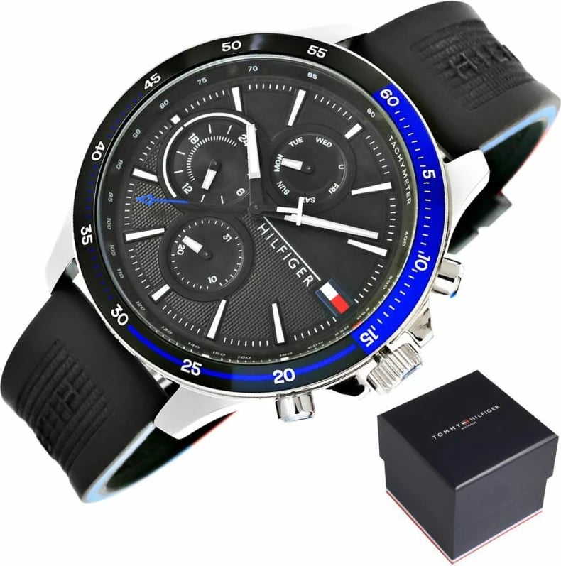 Orë dore për meshkuj Tommy Hilfiger, e zezë