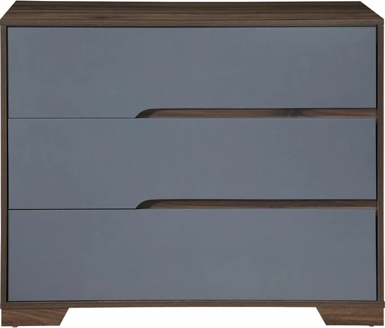 Komodë me 3 sirtarë, ngjyrë arrë-gri, 100x45x80