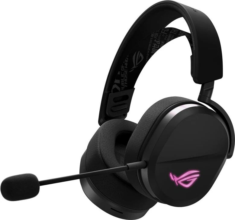 Kufje gaming ASUS ROG Pelta 90YH0410-BHUA00 (90YH0410BHUA00), tri-mode me 2.4 GHz ultra-low latency, drajvera 50mm, mikrofon boom 10mm, të zeza
