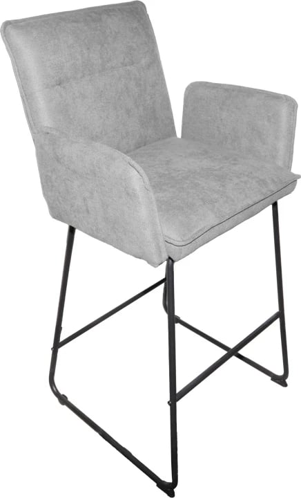 Karrige për bar Essential, set prej 4 copash, material stof gri, këmbë metalike të zeza, 57x64.5x107cm