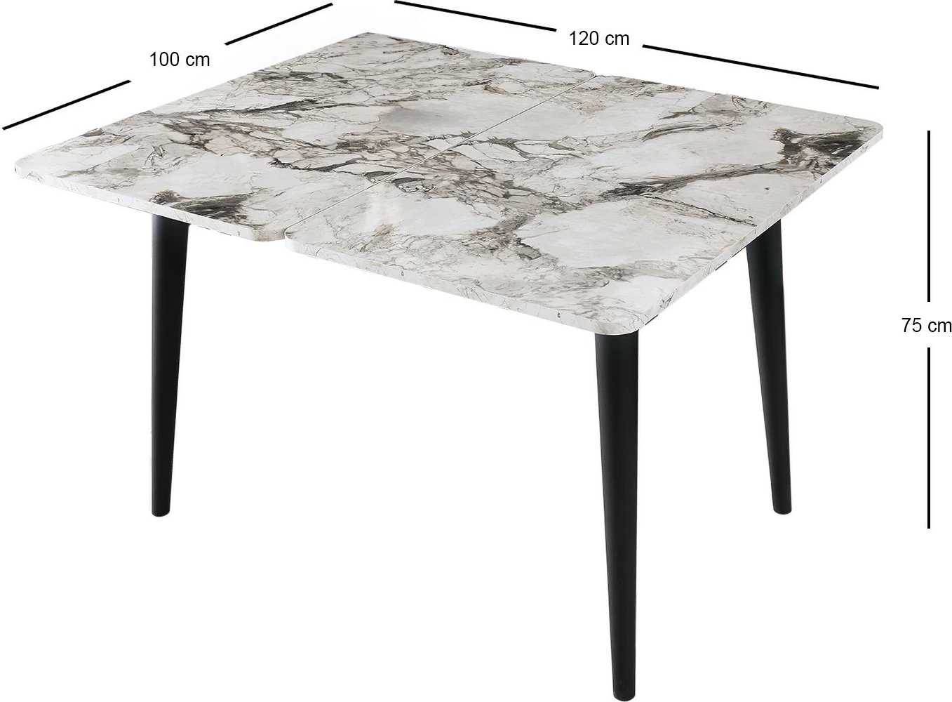 Tavolinë zgjeruese për ngrënie, ngjyrë mermeri të bardhë, Dolunay - 1281