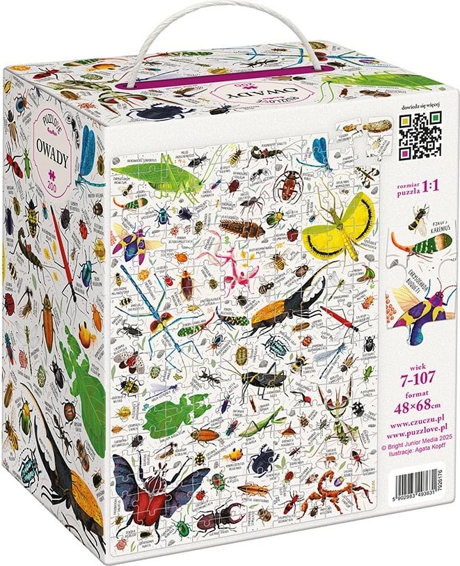 Puzzle CzuCzu Puzzlove Insects 200 pjesë, për fëmijë, Karton