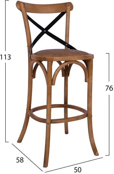 Karrige për bar, druri Forenza FH8304, metalike me shpinë të kryqëzuar, 50x58x113 cm