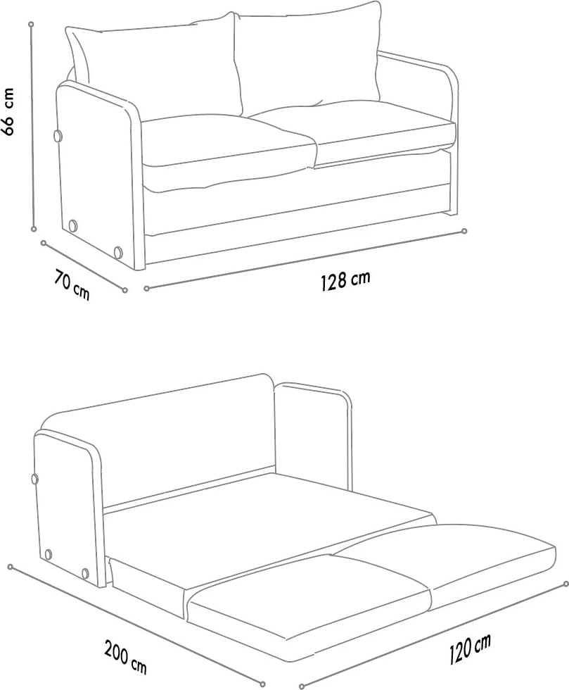 Divan-krevat dy ulëshe, Saga, ngjyrë gri e çelët