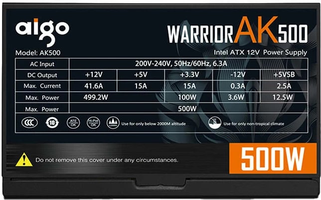 Kasë energjie Aigo AK500, 500W, e zezë