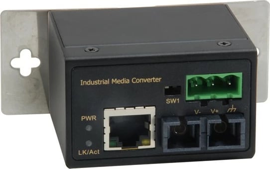Konvertues media industrial LevelOne RJ45 në SC, Fast Ethernet, 2km, i zi
