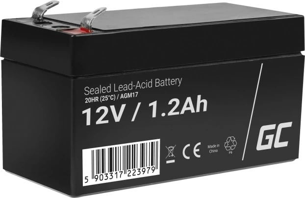 Bateri AGM VRLA, Green Cell AGM17, 12V 1.2Ah, e zezë
