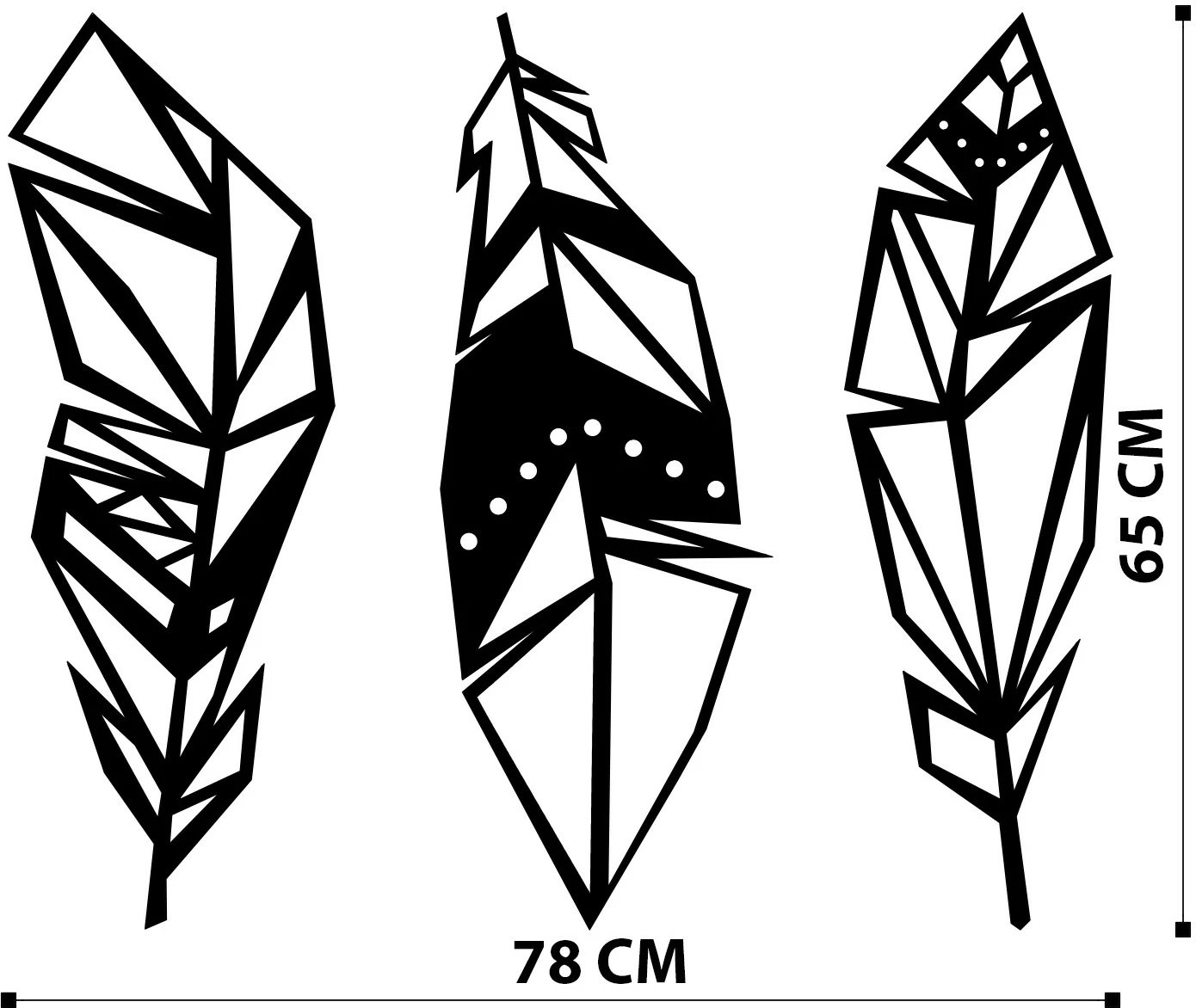 Aksesor dekorativ metalik për mur, Wallity, dekor pendë, ngjyrë e zezë