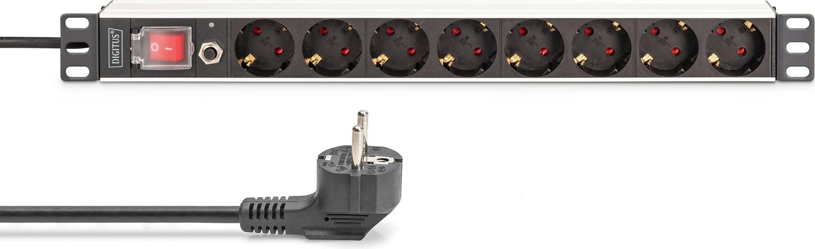 Prizë rack Digitus 8-porte 19 inch, 2m, alumini, e zezë