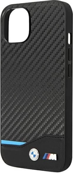 Mbështjellës BMW Leather Carbon për iPhone 14 6.1", i zi