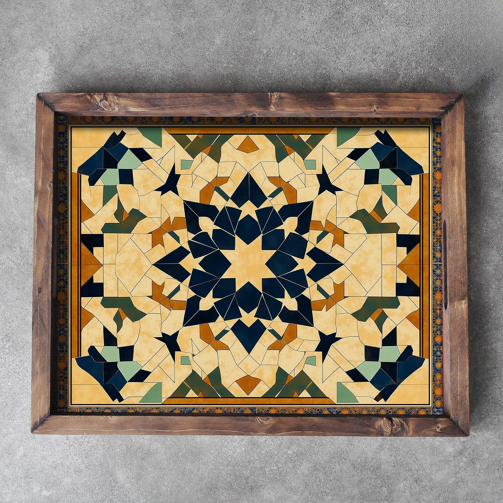 Tabaka dekorative prej druri, shumëngjyrëshe, REF012, 48x38x4cm Tabaka dekorative prej druri, shumëngjyrëshe, REF012, 48x38x4cm