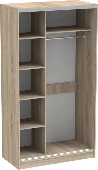 Dollap me dy dyer rrëshqitëse, pasqyrë, ngjyrë sonoma, 120x60x220cm