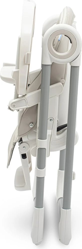 Karrige ushqimi për fëmijë, NEW BABY Iris, rregullim lartësie 5 hapa, shpinore 6 pozicione, tabaka dyshe, deri 15 kg, gri e ngrohtë