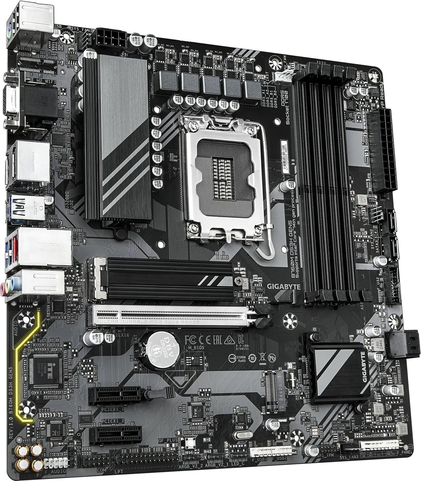 Pllakë amë Gigabyte B760M DS3H Gen5, micro ATX, PCIe 5.0, 2x M.2, 2.5G LAN, e zezë