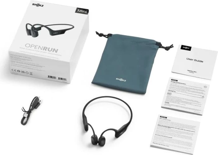 Kufje sportive pa tela, Shokz OpenRun Mini S806-MN-BK, Bluetooth 5.1, IP67, 8 orë, karikim i shpejtë, black