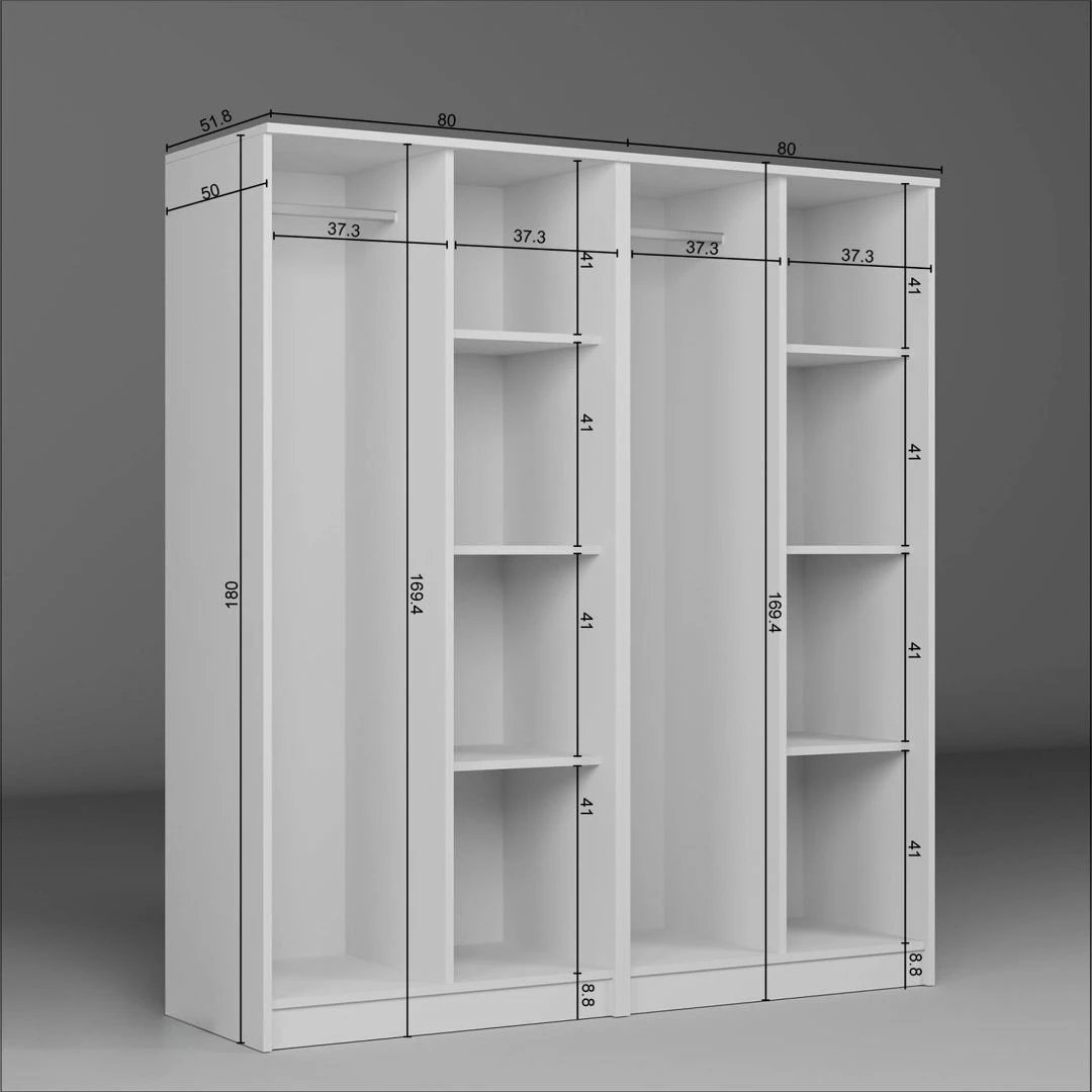 Dollap për rroba, ngjyrë e bardhë, Skye Decor, Kardelen 1600-103