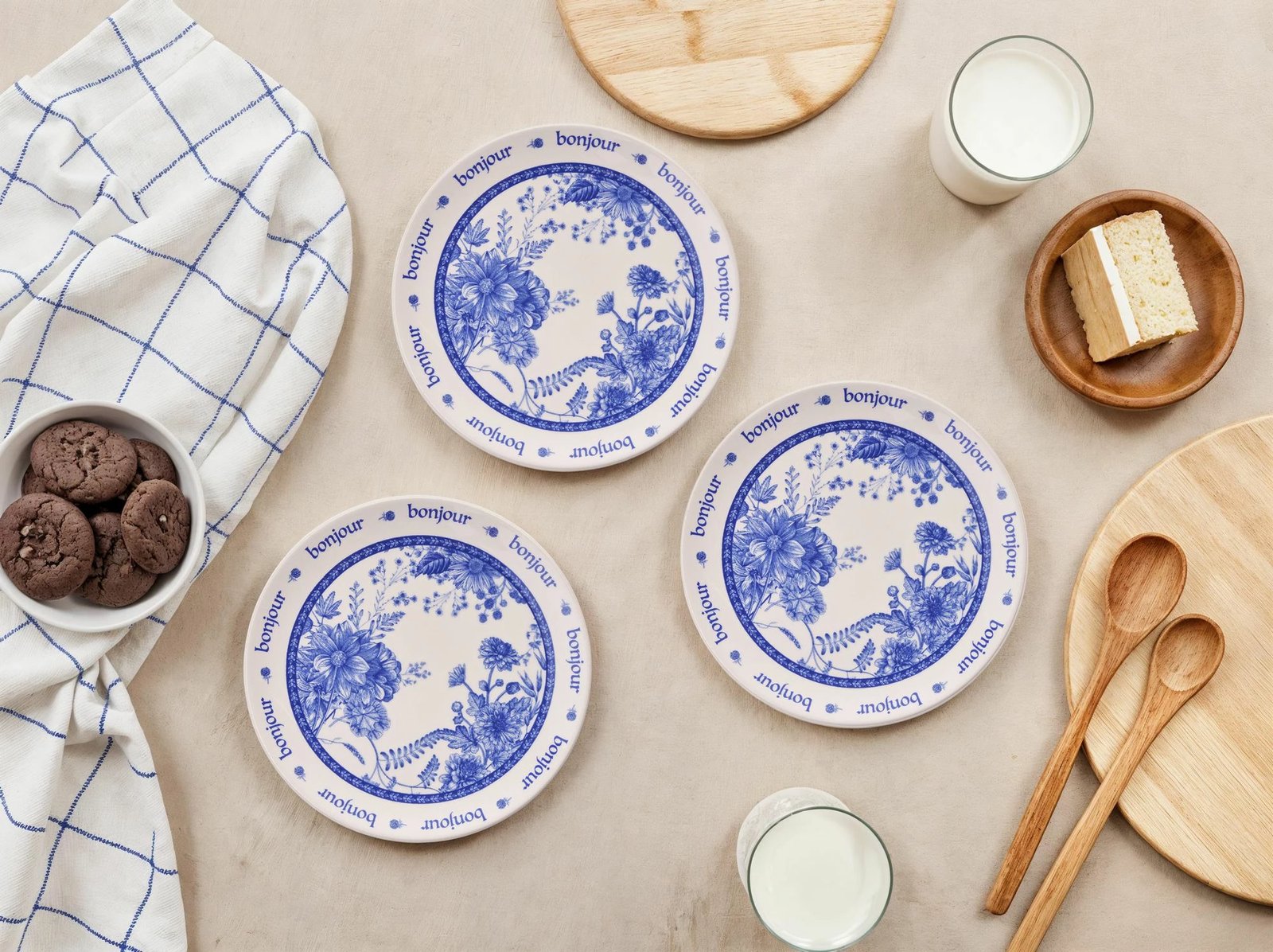 Set pjatash ëmbëlsirash (6 copë), Hermia Concept, blu franceze